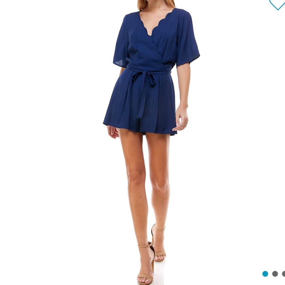 Row A Scallop Neck Navy Romper